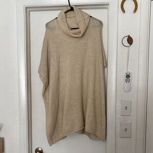 Cozy Cream Turtleneck Poncho Sweater for Women